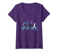Femme Le Blues de Rue des Beatles Abbey Road T-Shirt avec Col en V, Violet, XL