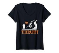 Femme Le Bois Est Ma Thérapie Humour Bricolage DIY T-Shirt avec Col en V