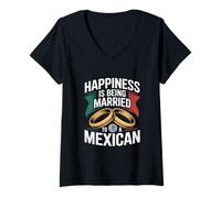 Femme Le Bonheur drôle est d'être marié à Un Mexicain T-Shirt avec Col en V