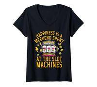 Femme Le bonheur est un week-end passé aux machines à sous T-Shirt avec Col en V