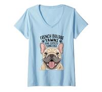 Femme Le bouledogue français bâille la chose la plus mignonne jamais enregistrée pour le sauvetage de race de chien T-Shirt avec Col en V