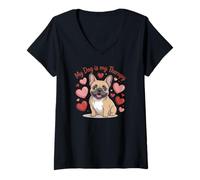 Femme Le Bouledogue français est ma thérapie pour Les Amoureux des Chiens Mignons T-Shirt avec Col en V