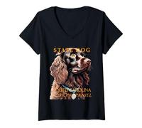 Femme Le Boykin Spaniel canin du Territoire des Carolines T-Shirt avec Col en V
