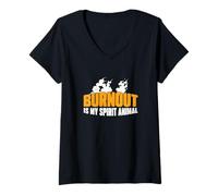 Femme Le Burn-Out est Mon Animal Spirituel, Un fonctionnaire T-Shirt avec Col en V