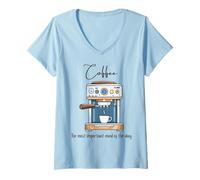 Femme Le café est Le Repas Le Plus Important de la journée T-Shirt avec Col en V