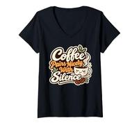 Femme Le café se Marie Bien avec Le café introverti Silence T-Shirt avec Col en V