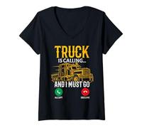 Femme Le Camion Appelle et Je Dois Aller Chauffeur de Camion T-Shirt avec Col en V