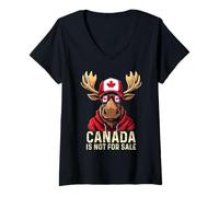 Femme Le Canada n'est Pas à Vendre des Canadiens forts et Libres T-Shirt avec Col en V