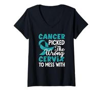 Femme Le Cancer a Choisi Le Mauvais col de l'utérus à gâcher avec Un Ruban de Sensibilisation T-Shirt avec Col en V