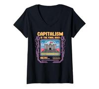 Femme Le capitalisme est Le dernier Patron Anti-capitalisme T-Shirt avec Col en V