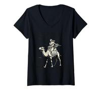 Femme Le Cavalier de chameaux Paimon T-Shirt avec Col en V