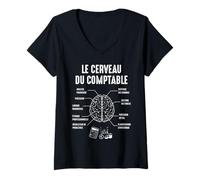 Femme Le Cerveau du Comptable comptables comptabilité compta Drôle T-Shirt avec Col en V