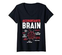 Femme Le Cerveau du Comptable T-Shirt avec Col en V