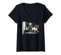Femme Le Chanteur Cyndi Lauper au Royaume-Uni promeut I Drove All Night T-Shirt avec Col en V