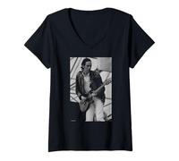 Femme Le Chanteur de Big Audio Dynamite, Mick Jones, The Clash, Andy Willsher T-Shirt avec Col en V