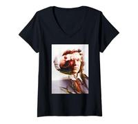 Femme Le Chanteur du Groupe Japonais David Sylvian par AJ Barratt T-Shirt avec Col en V