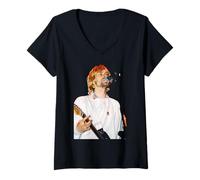 Femme Le Chanteur Elvis Costello My Aim is True Alison Era Photo 1977 T-Shirt avec Col en V