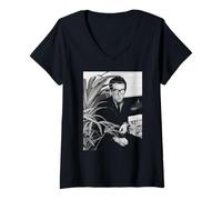 Femme Le Chanteur Elvis Costello My Aim is True Alison Era Photo 1977 T-Shirt avec Col en V