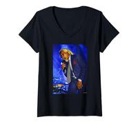 Femme Le Chanteur Pop Billy Ocean Caribbean Queen en Direct de Dick Barnatt T-Shirt avec Col en V