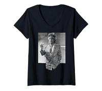 Femme Le Chanteur Rod Stewart participe à la tournée londonienne Press for Body Wishes en 1983 T-Shirt avec Col en V