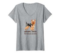 Femme Le Chaos Suit Un Chien Yorkshire Terrier où va Yorkie T-Shirt avec Col en V