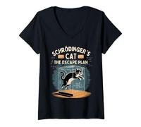 Femme Le Chat de Schrödinger : l'amateur de Physique de Escape Plan T-Shirt avec Col en V