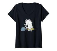 Femme Le Chat Joue aux fléchettes T-Shirt avec Col en V
