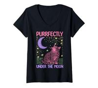 Femme Le Chat Perfectly Under The Moon T-Shirt avec Col en V