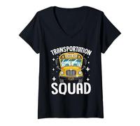 Femme Le Chauffeur d'autobus Scolaire de l'escouade des transports retourne à l'école T-Shirt avec Col en V