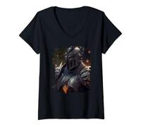 Femme Le Chevalier Combattant Le Mal T-Shirt avec Col en V