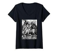 Femme Le Chevalier, la Mort et Le Diable par Albrecht Durer (1513) T-Shirt avec Col en V