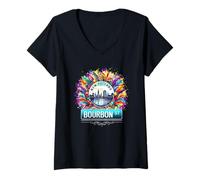 Femme Le Chic Bourbon Street de la Nouvelle-Orléans, Cool Fun, NOLA Mardi Gras T-Shirt avec Col en V