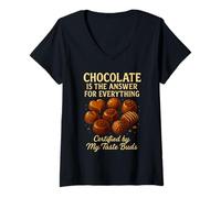 Femme Le Chocolat est la réponse savoureuse pour Tout ce Qui est Amusant T-Shirt avec Col en V