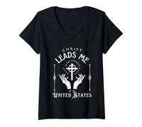 Femme Le Christ me Conduit au Royaume-Uni T-Shirt avec Col en V