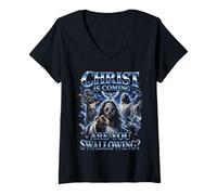 Femme Le Christ revient : êtes-Vous en Train d'avaler Jésus ? Voyage Amusant pour Filles T-Shirt avec Col en V