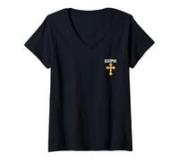 Femme Le clergé Kliros en Grec orthodoxe chrétien ordonné T-Shirt avec Col en V