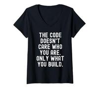 Femme Le Code ne se Soucie Pas de Qui Vous êtes Audacieux T-Shirt avec Col en V