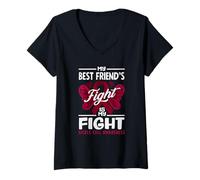 Femme Le Combat de Mon Meilleur ami est ma Lutte Contre la drépanocytose T-Shirt avec Col en V