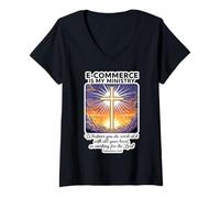 Femme Le Commerce électronique chrétien est Mon spécialiste du ministère Professionnel T-Shirt avec Col en V