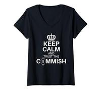 Femme Le commissaire Draft Fantasy Football Respect The Commish T-Shirt avec Col en V