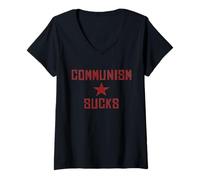 Femme Le Communisme est nul - L'Amérique d'abord, Le socialisme anticommuniste T-Shirt avec Col en V