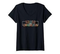 Femme Le comportement est la Communication Message Social T-Shirt avec Col en V