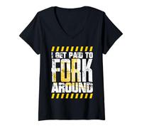 Femme Le conducteur de Chariot élévateur est payé pour se déplacer Autour du conducteur de Chariot élévateur T-Shirt avec Col en V