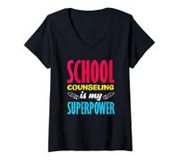 Femme Le conseiller Scolaire est ma Superpuissance T-Shirt avec Col en V