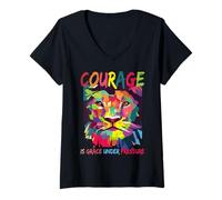 Femme Le courage, c'est la grâce sous pression T-Shirt avec Col en V