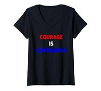 Femme Le courage est contagieux T-Shirt avec Col en V
