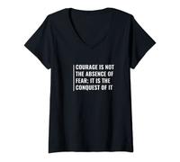 Femme Le courage est la conquête de la peur T-Shirt avec Col en V