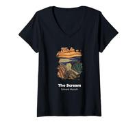 Femme Le cri Grunge de Edvard Munch T-Shirt avec Col en V