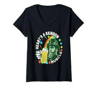 Femme Le cœur est Un Arc-en-Ciel Humour Bière Muscle T-Shirt avec Col en V