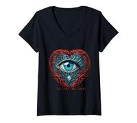 Femme Le cœur révélateur d'Edgar Allan Poe T-Shirt avec Col en V